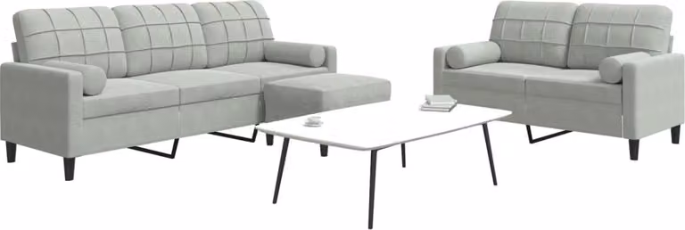 Maison Exclusive - Set divano 3 pezzi con cuscini e poggiatesta in velluto grigio chiaro