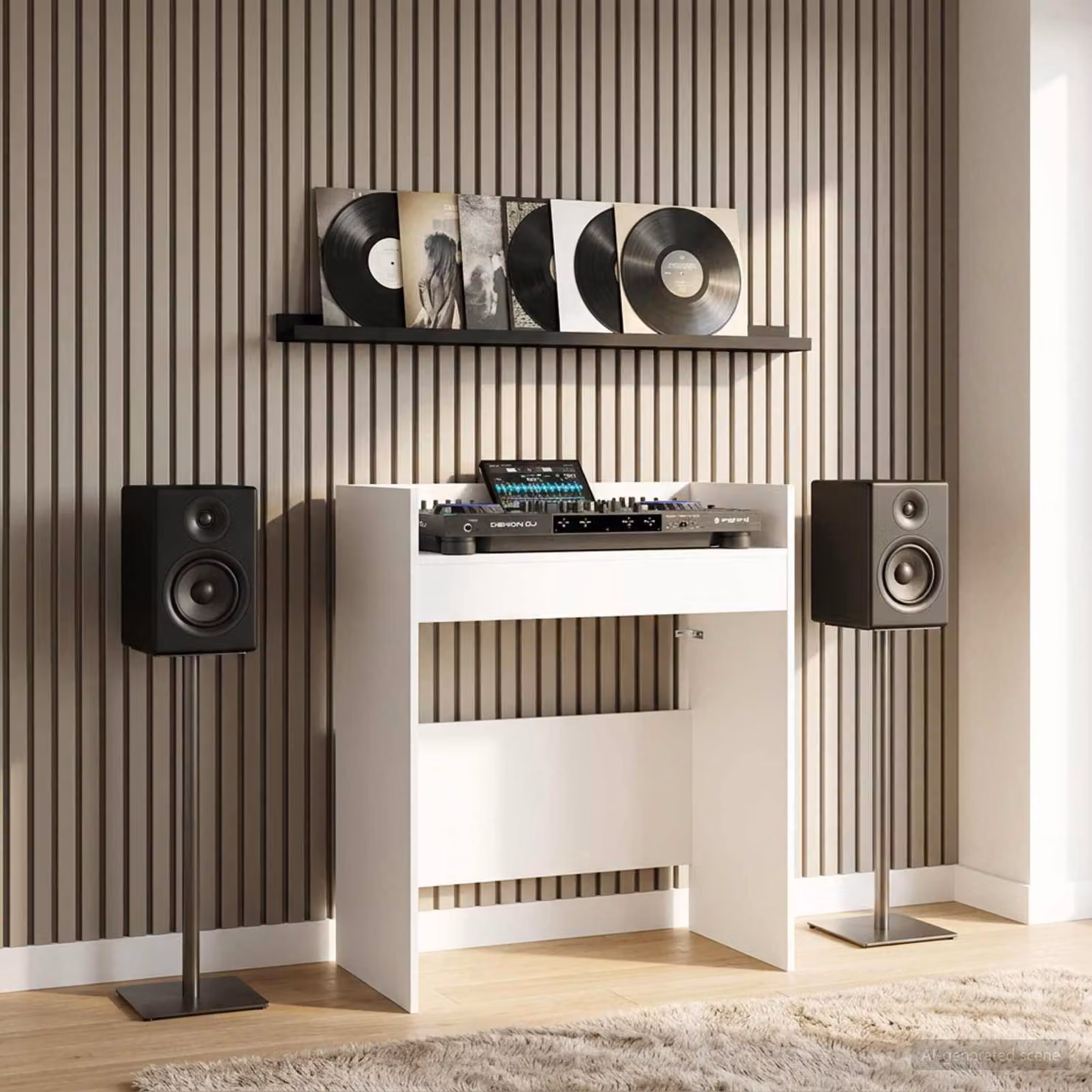 vidaXL Tavolo DJ Bianco in MDF Laminato L: 102 cm, P: 45 cm, H: 102 cm