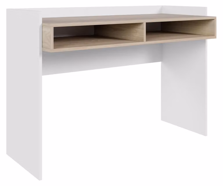 Selsey Tabise - Scrivania con due scomparti, aspetto bianco/noce, 120 × 53 cm