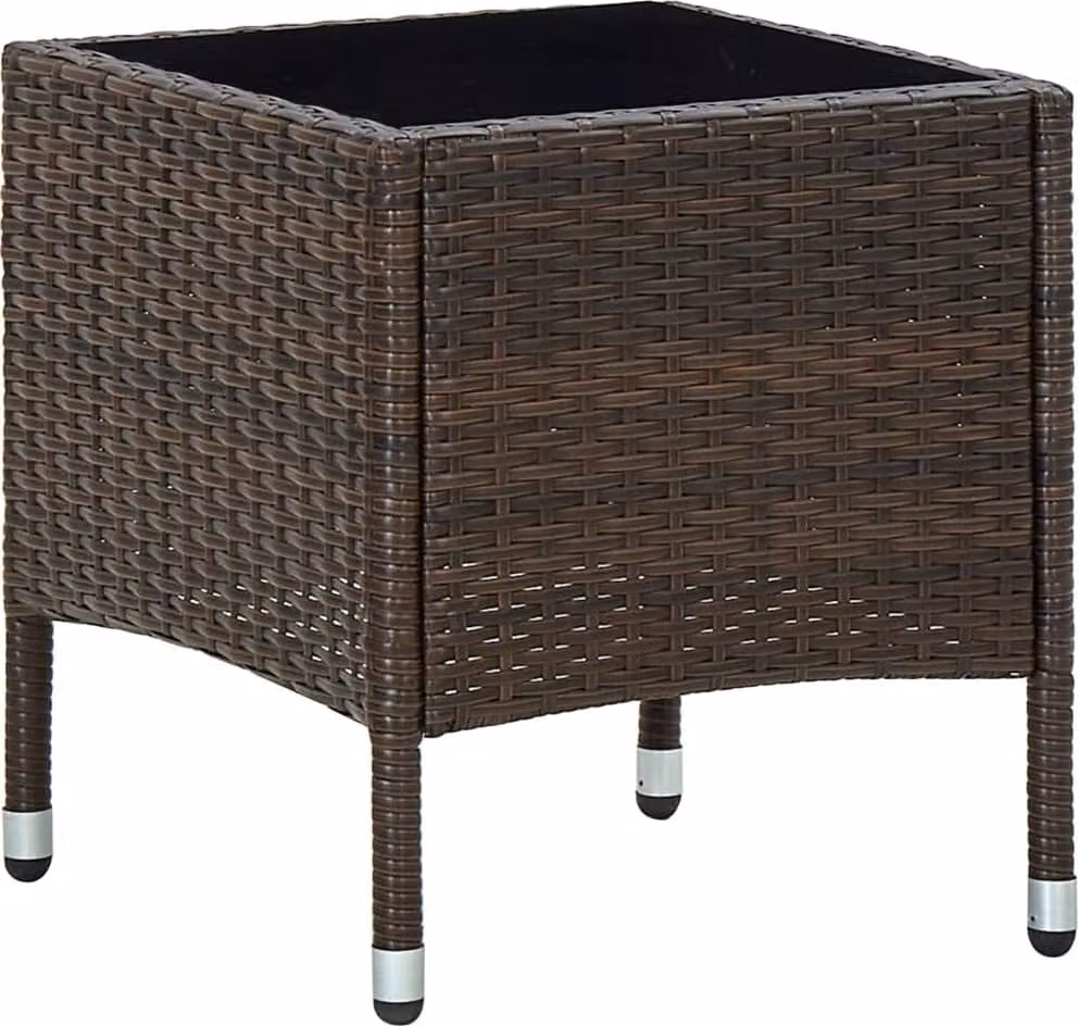 The Living Store Gartentisch Braun 40x40x45 cm Poly Rattan