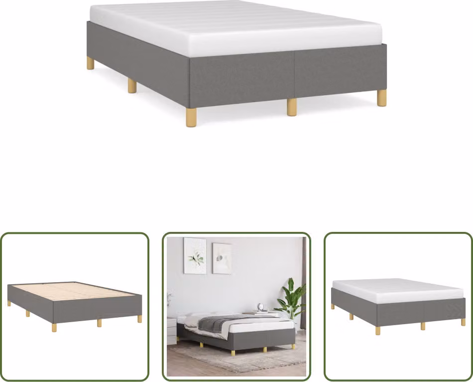 The Living Store Struttura letto grigio scuro 120x190 cm in tessuto