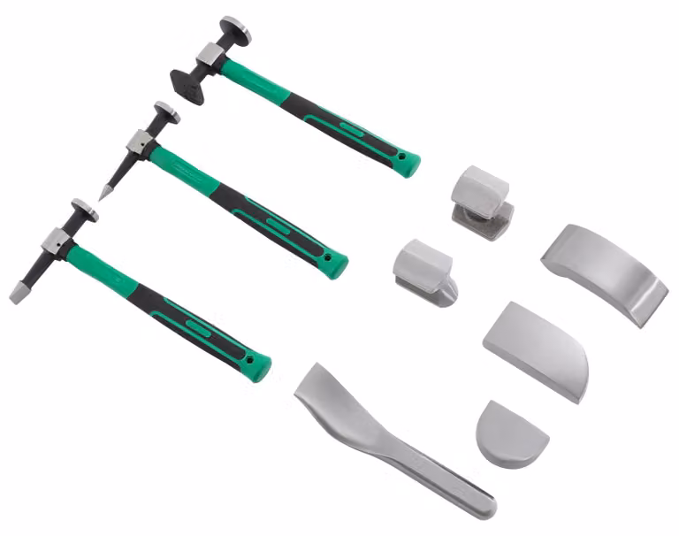 Kit di riparazione per ammaccature, set di 9 utensili, struttura in acciaio resistente, colore verde