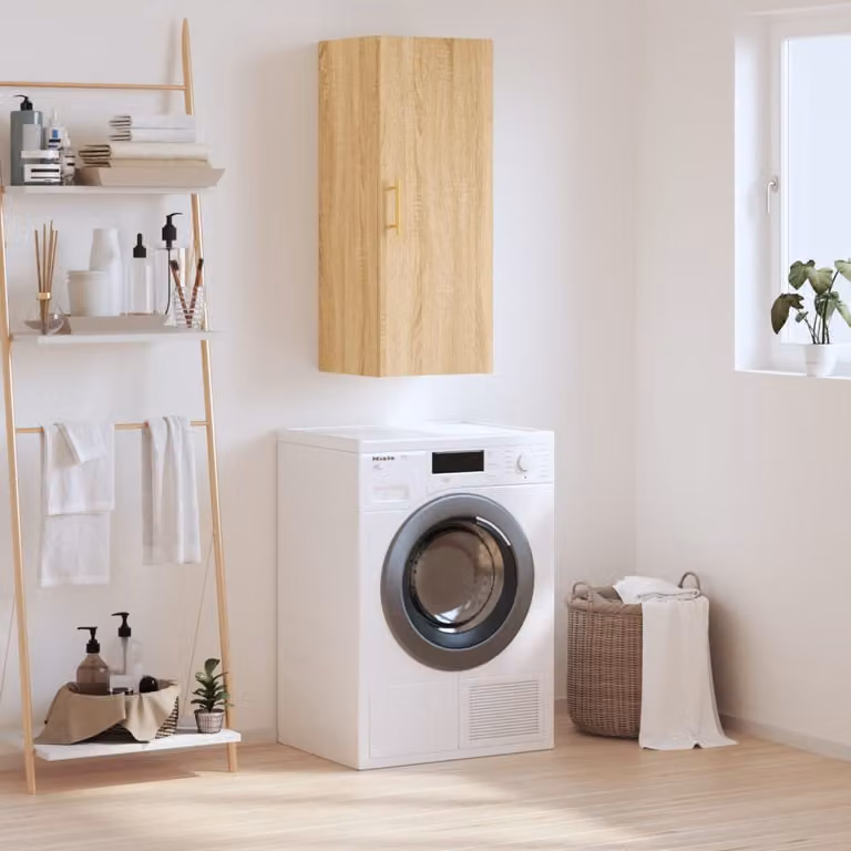 Mobile a parete vidaXL in Rovere Sonoma con ante a battente e ripiani interni, L 34,5 cm x P 34 cm x H 90 cm