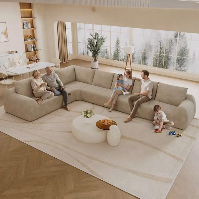 Divano angolare a L Minimal in tessuto color beige per il tuo soggiorno