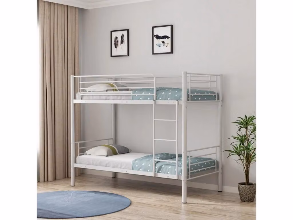 Letto a castello ADAM in metallo bianco per camera da letto, L/P/H: 190 x 90 x 165 cm – 2