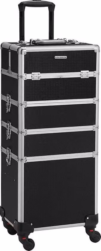 Cassetta degli attrezzi portatile con ruote Beauty Travel Storage Trolley Carry Case Multifunzionale Telaio in alluminio rimovibile 4 in 1 Tool