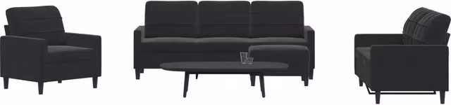 Set di Divani 4 pz con Cuscini Nero in Velluto 3278366