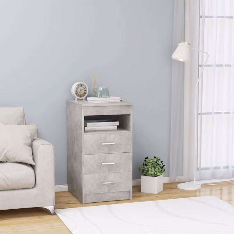 Cassettiera vidaXL in legno multistrato grigio cemento L 40 cm, P 50 cm, H 76 cm