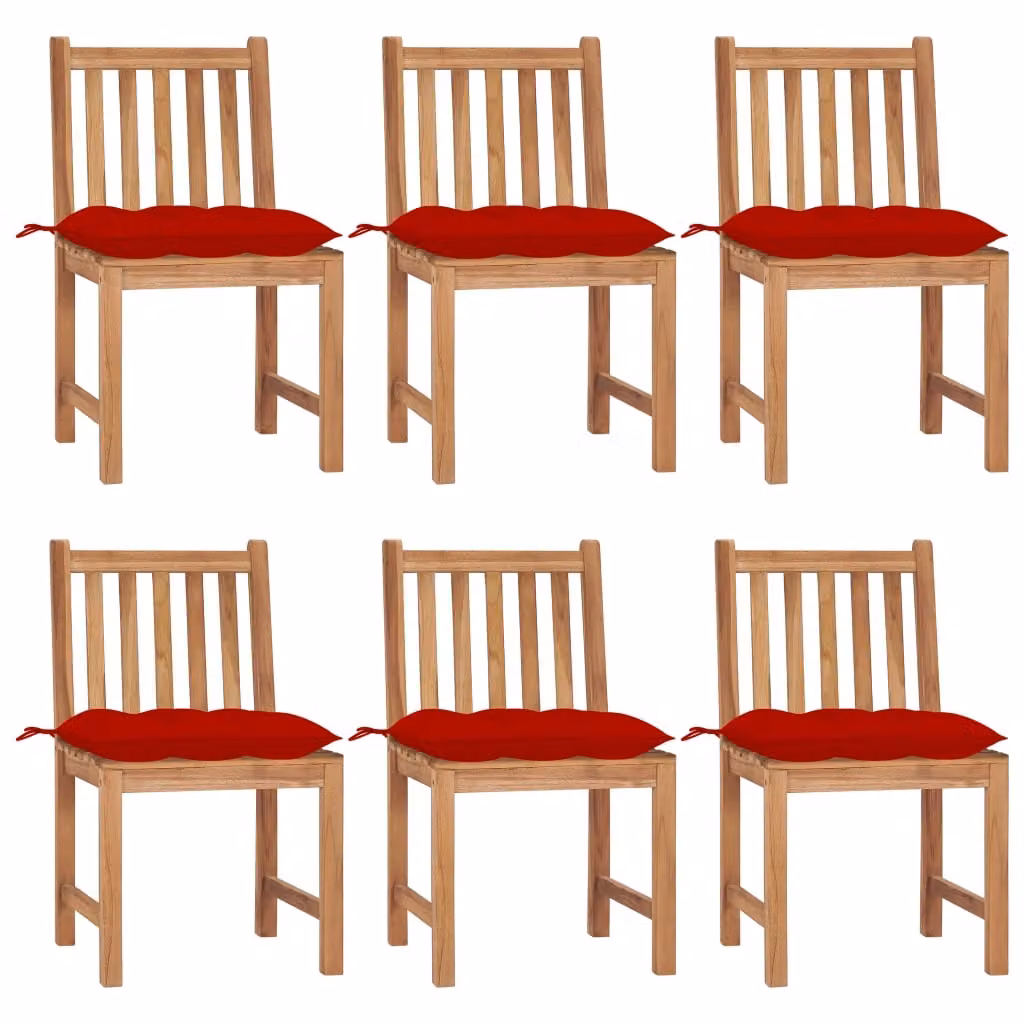 vidaXL Sedie da giardino 6 pezzi con cuscino in legno massiccio teak