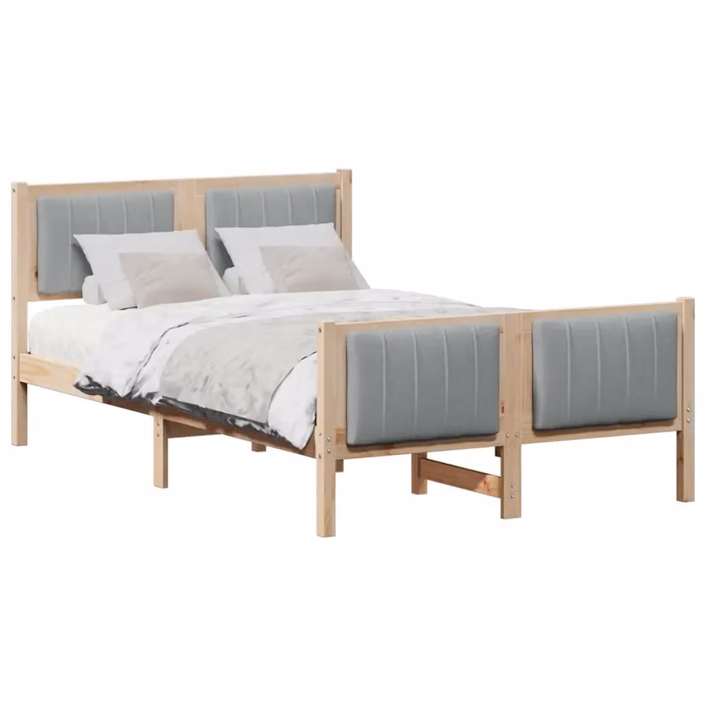 Struttura del letto moderna vidaXL in legno di pino, marrone e grigio chiaro, L 120 x P 200 cm – 2