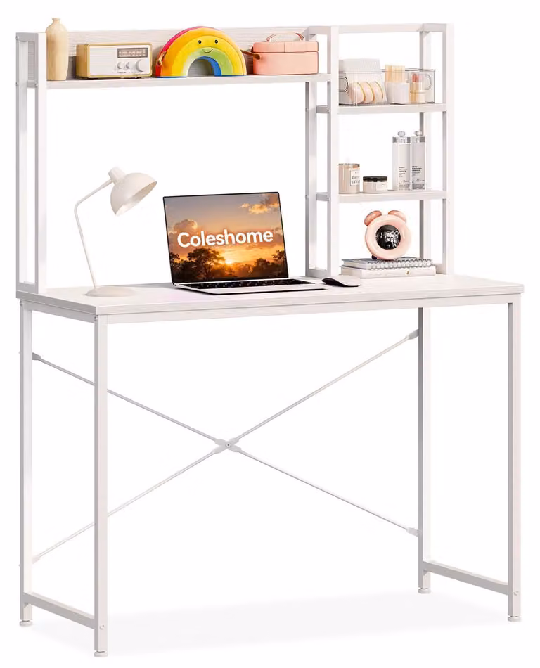 Scrivania con scaffali portaoggetti, 100x40 cm, bianca
