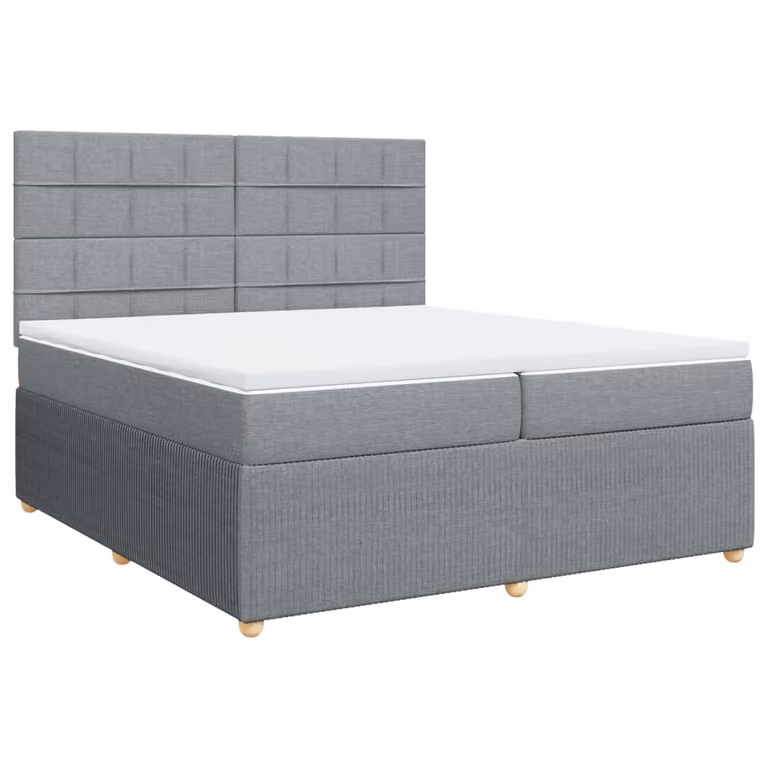 Giroletto a Molle con Materasso Grigio Chiaro 200x200cm Tessuto