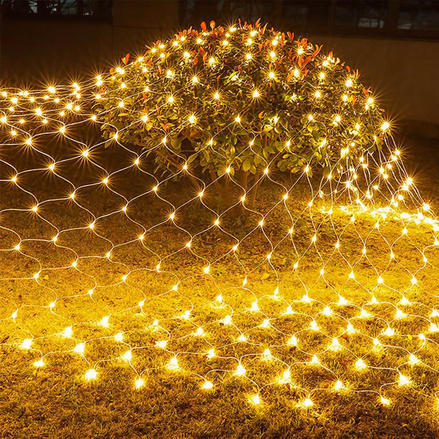 Rete luminosa a LED, dimensioni 1,5x1,5 metri, 96 LED bianco caldo, 8 modalità