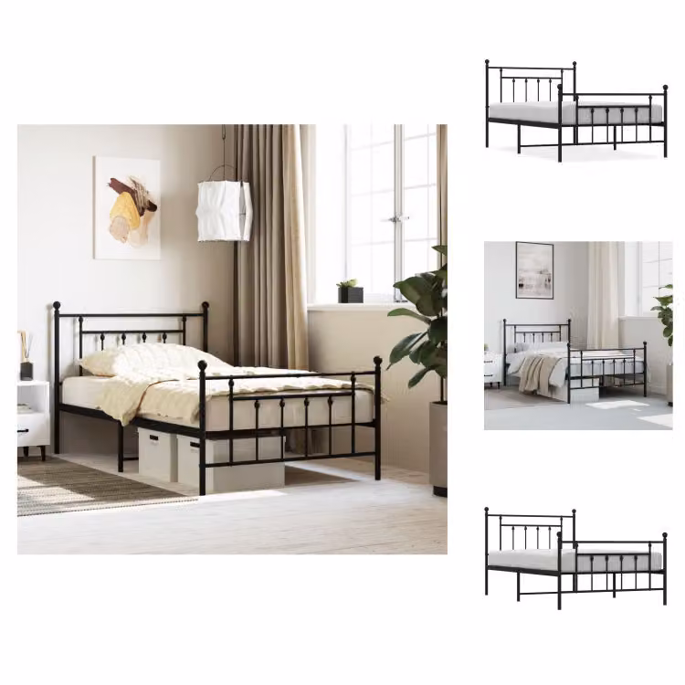 vidaXL Struttura letto con testiera e pediera in metallo nero 107x203 cm - Letti e strutture letto