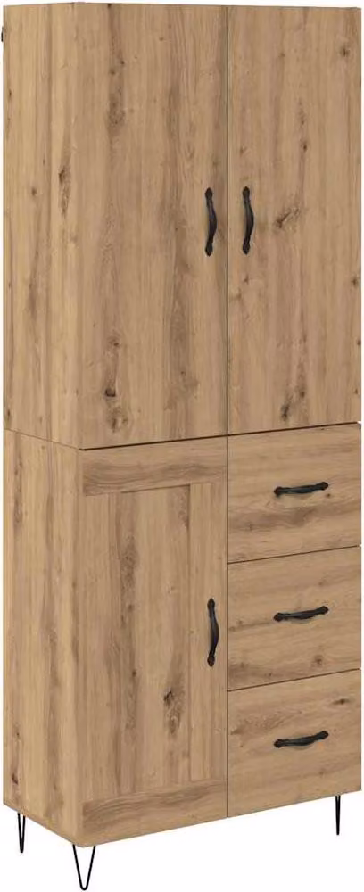 Credenza 2 pcs Rovere artigianale Legno ingegnerizzato e vetro