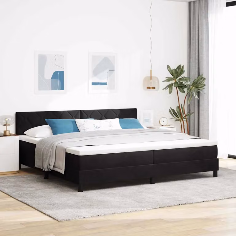 Letto a molle con testiera vidaXL in velluto nero L/P/H: 200 x 200 x 88 cm