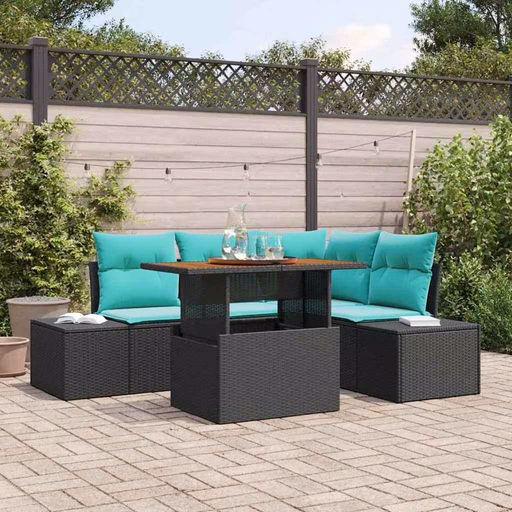 Maison Exclusive - Set da giardino per divano, 5 pezzi, colore nero, realizzato in rattan sintetico