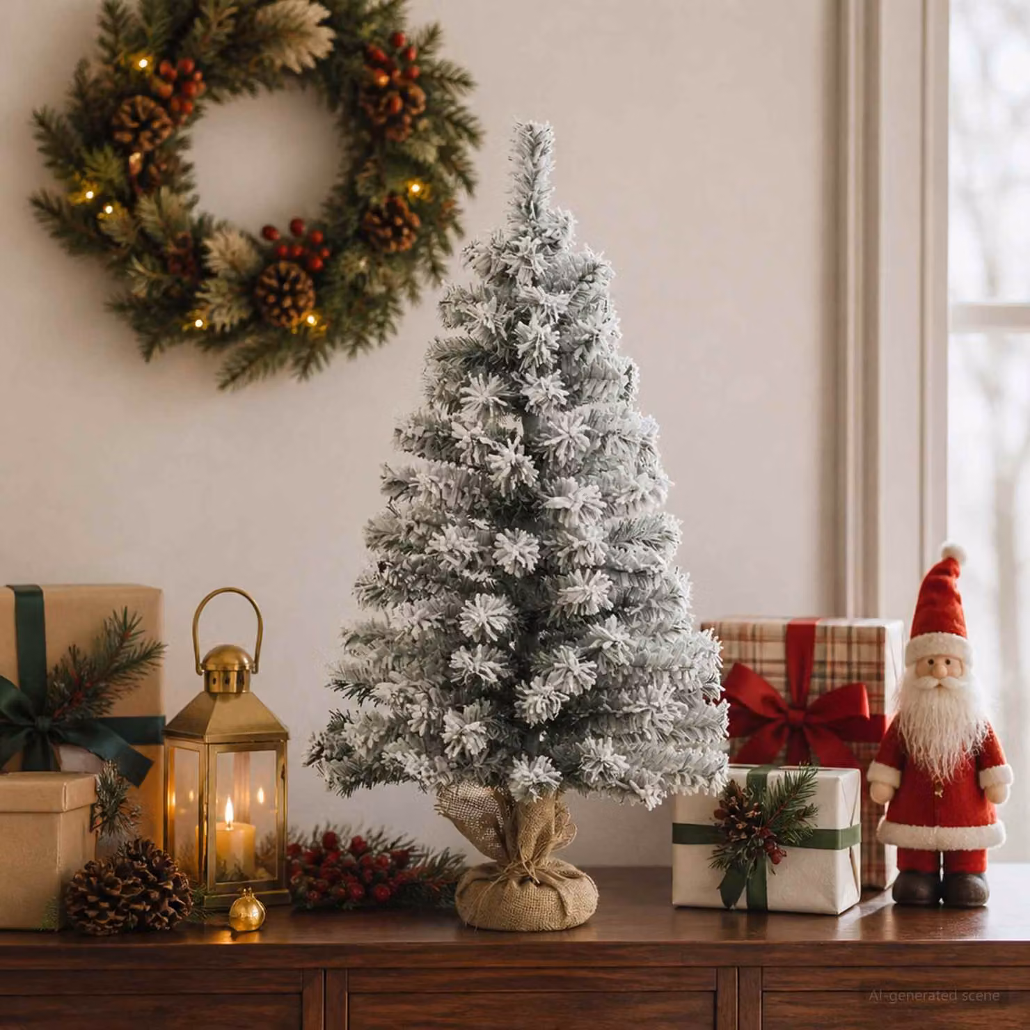 vidaXL Mini albero di Natale innevato 60 cm PVC Verde e Bianco