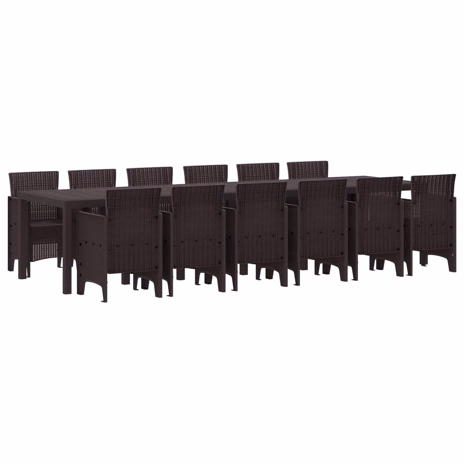 vidaXL Set da Pranzo per Giardino 13 pz Marrone Rattan Polt