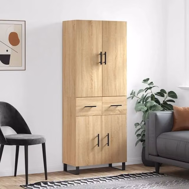 Credenza-Buffet-Armadio da cucina Rovere Sonoma 69,5x34x180 cm in Legno Multistrato 998218