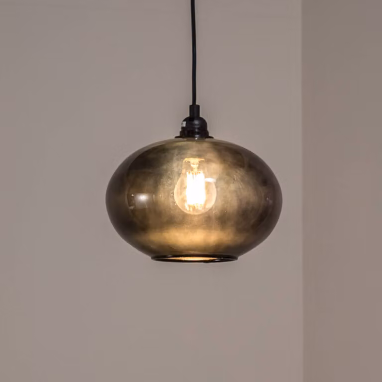 Lampada a sospensione in vetro Smoked 050 Opviq, dimmerabile, Alluminio / Grigio / Zincato, Soggiorno / Sala da pranzo, Vetro, Moderno, Lampada a sospensione