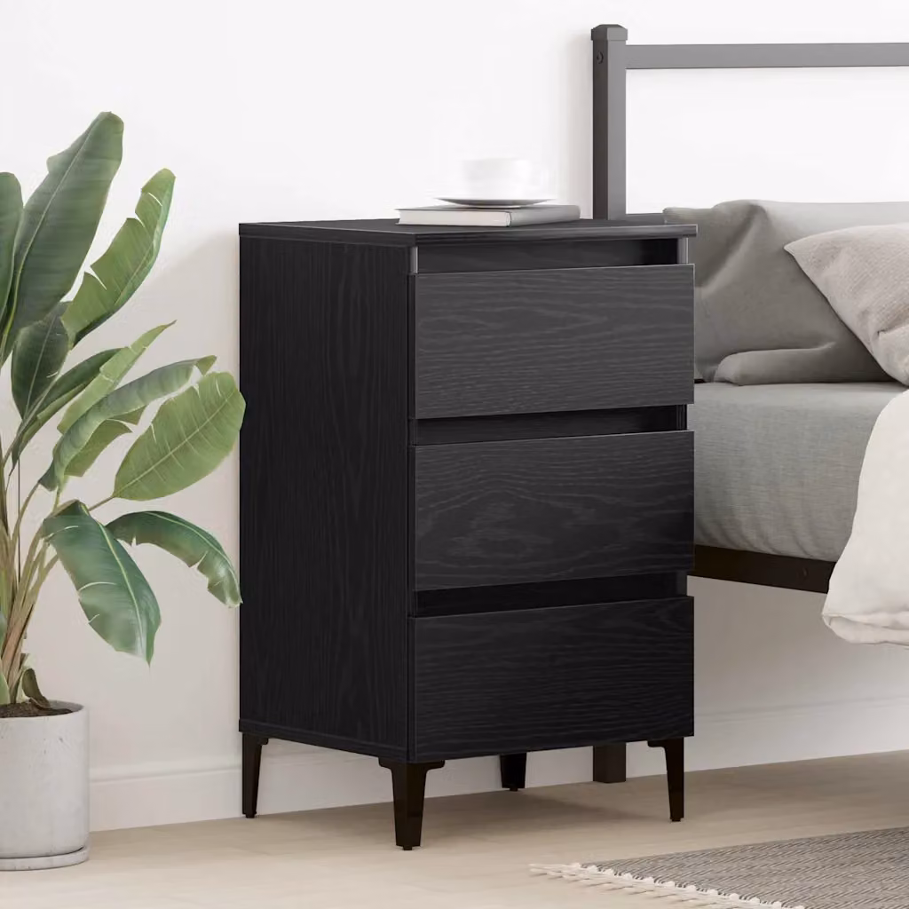 Armadio da notte vidaXL in stile rustico nero, L 40 cm x P 35 cm x H 69 cm