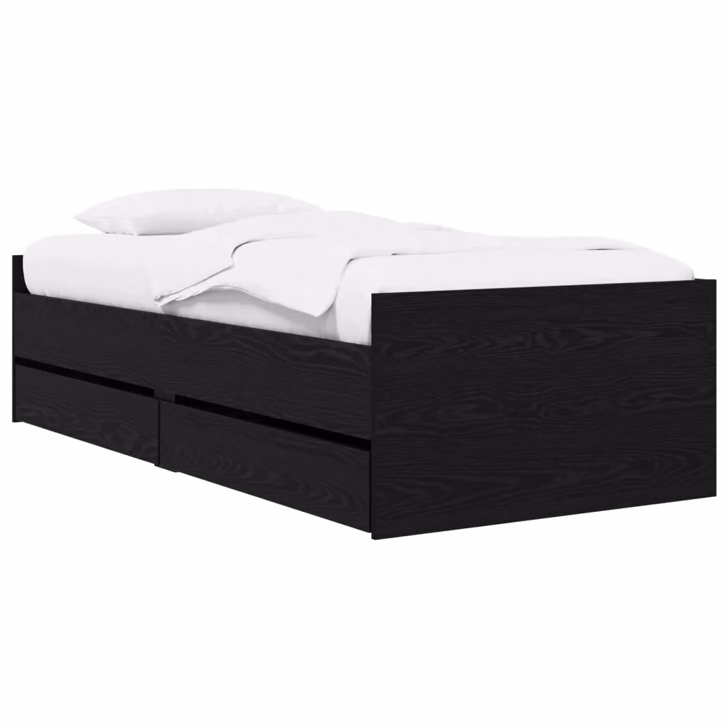 Struttura letto con cassetto in pino massello stile rustico nero vidaXL – 2