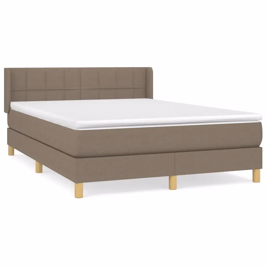 vidaXL Giroletto a Molle con Materasso in Tessuto, Colore Tortora, L/P/H: 140 x 200 x 88 cm – 2