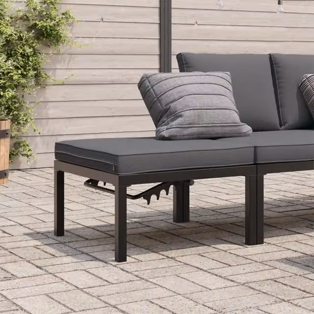 Panca da giardino Design Mania in alluminio nero con cuscini rimovibili