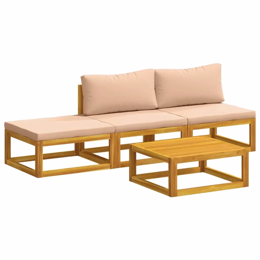 Set di mobili da giardino vidaXL in legno di acacia massello con divani, tavolino e pouf, colore beige – 2