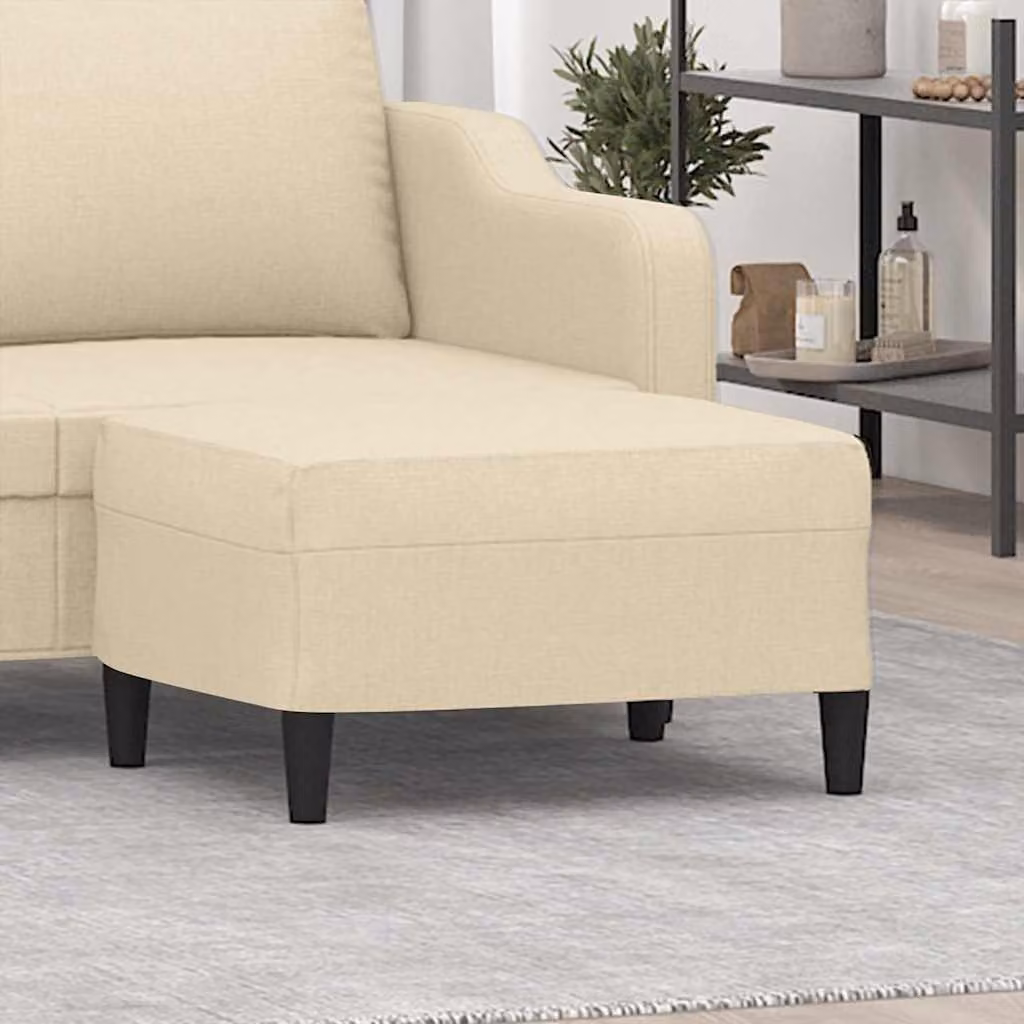 Poggiapiedi vidaXL in tessuto beige con struttura in legno L: 70 cm, P: 55 cm, H: 41 cm