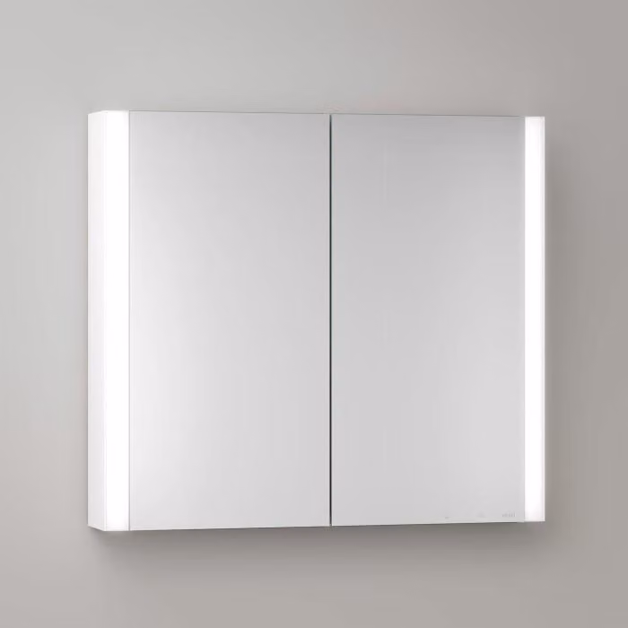Mobiletti specchio a parete Keuco Royal Metis LED, dimensioni 80 x 71 cm, 2 ante con riscaldamento a specchio, modello francese