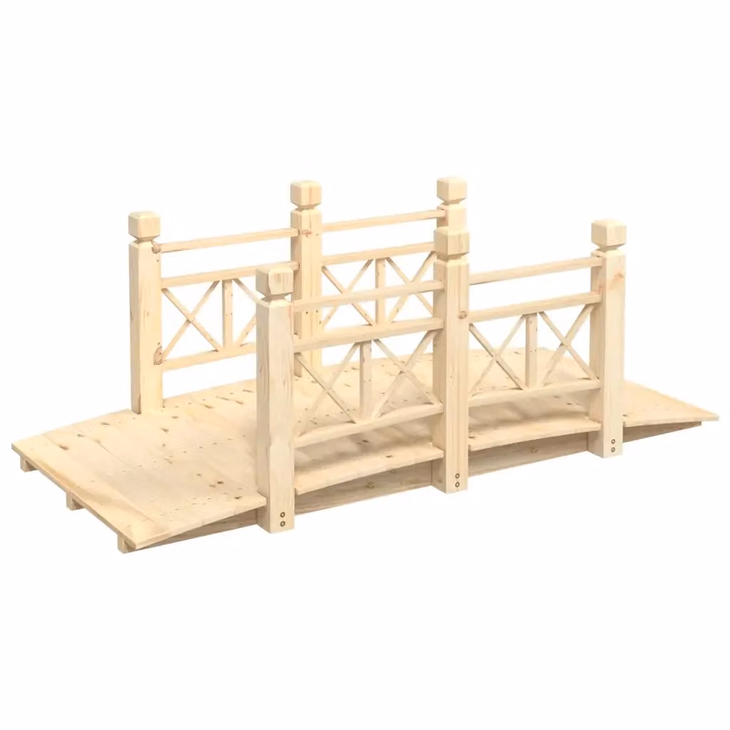 Ponte da giardino con ringhiere vidaXL in legno massello di abete rosso, colore beige/rosso, L 150 x P 67 x H 56 cm – 2