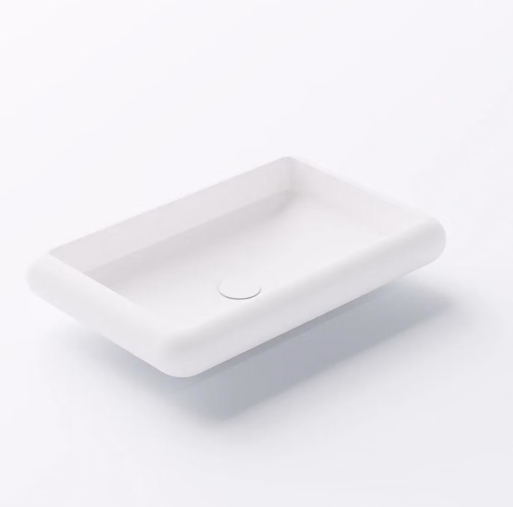 Steinberg Série 440 lavabo à poser, rectangulaire arrondi, sans trop-plein, 600x400x112mm, SOLIDSurface, 4407410W, 4407410W
