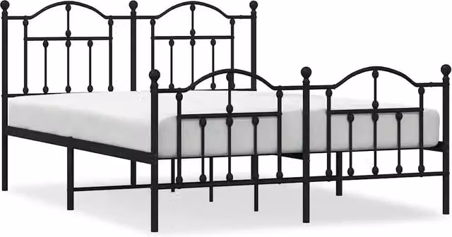 Letto matrimoniale con testiera e pediera in metallo nero L/P/H: 140 x 200 x 97 cm – 1