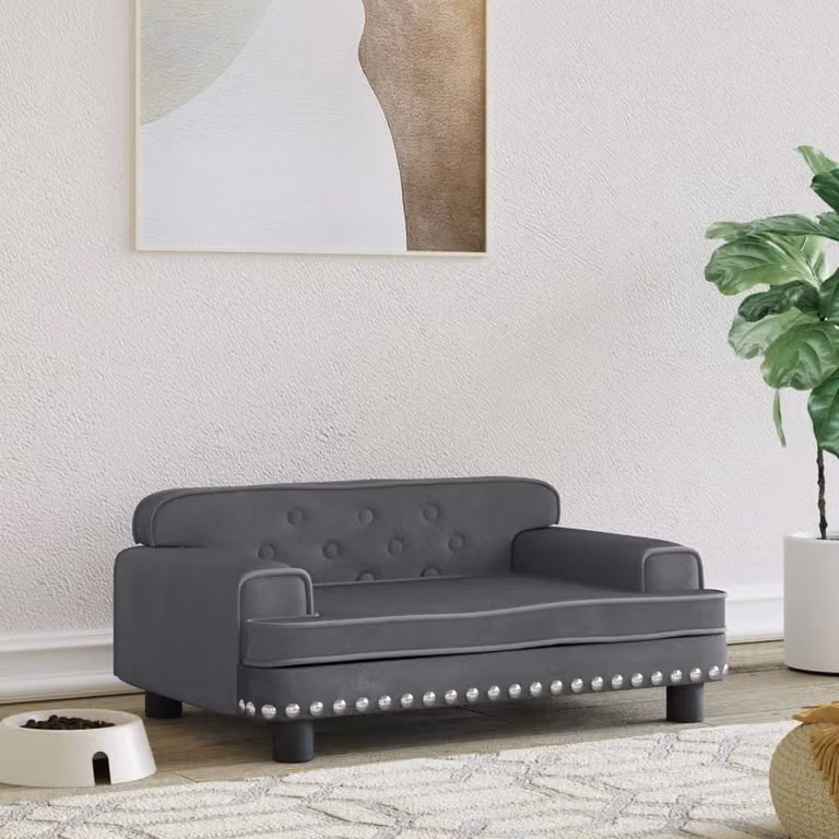 Letto per cani The Living Store in velluto grigio scuro 70x45x30 cm