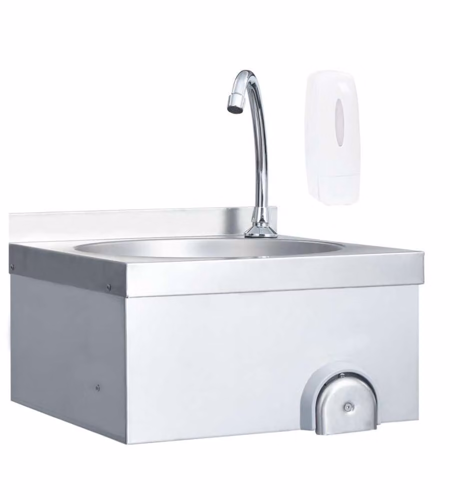 Lavandino con Rubinetto e Dispenser Sapone in Acciaio Inox