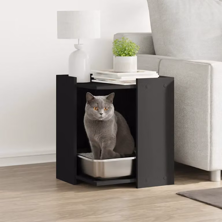 vidaXL Rifugio per lettiera per gatti Nero L 42 cm, P 42 cm, H 51 cm
