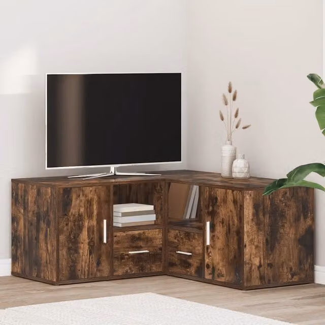 Mobile Angolare Moderno vidaXL in Rovere Marrone con Ripiani e Ante, L/P/H: 160 x 40 x 45 cm