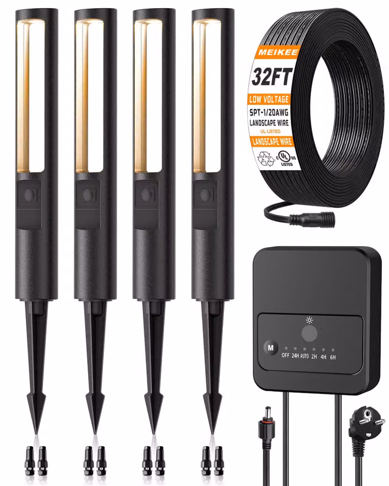 Kit di illuminazione per esterni, confezione da 4, lampade LED da 5W, 500 lumen, grado di protezione IP66