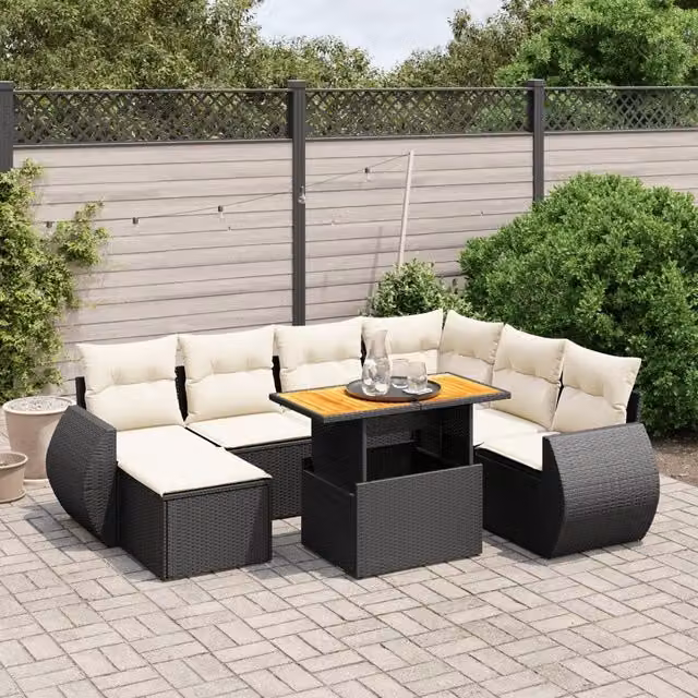 Set Divani da Giardino con Cuscini 8 pz Nero in Polyrattan 3275828