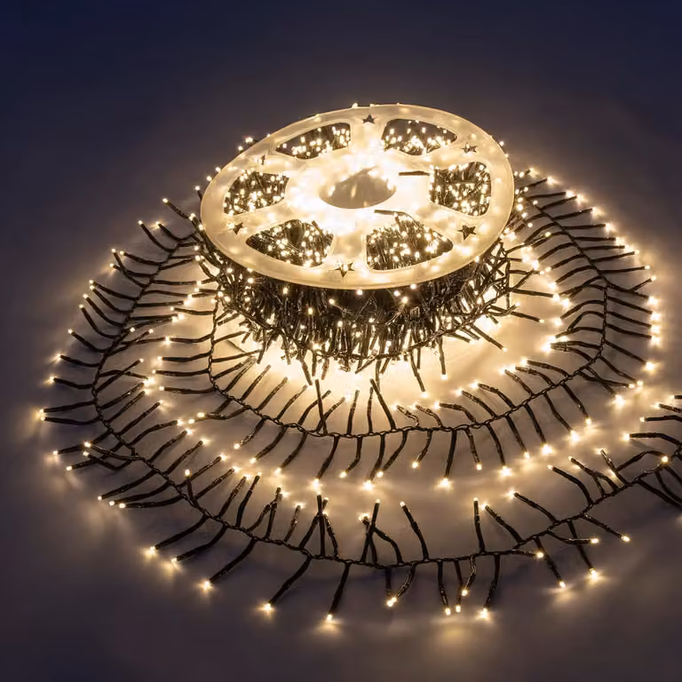 Dictrolux Catena Luminosa Cluster con 1000 LED Bianco Caldo e Verde, Lunghezza: 10 m