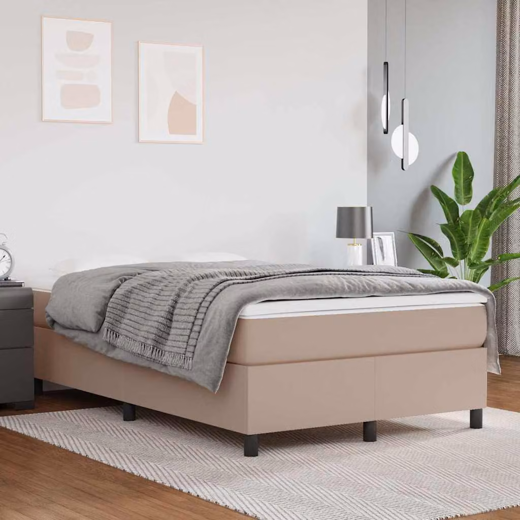 vidaXL Giroletto a Molle con Materasso in Similpelle Colore Cappuccino L: 120 cm, P: 200 cm