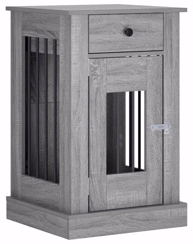 Gabbia per cani, colore Sonoma grigio, dimensioni 50 x 47,5 x 80 cm, realizzata in legno composito