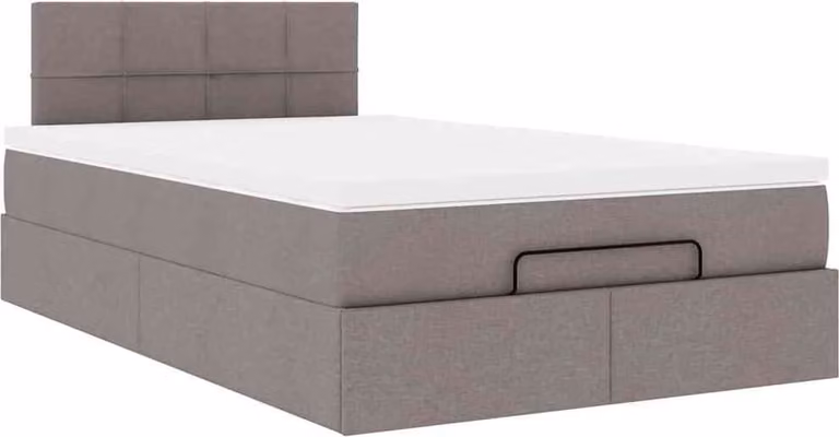 Struttura Letto Pouf con Materasso Tortora 120x200cm in Tessuto