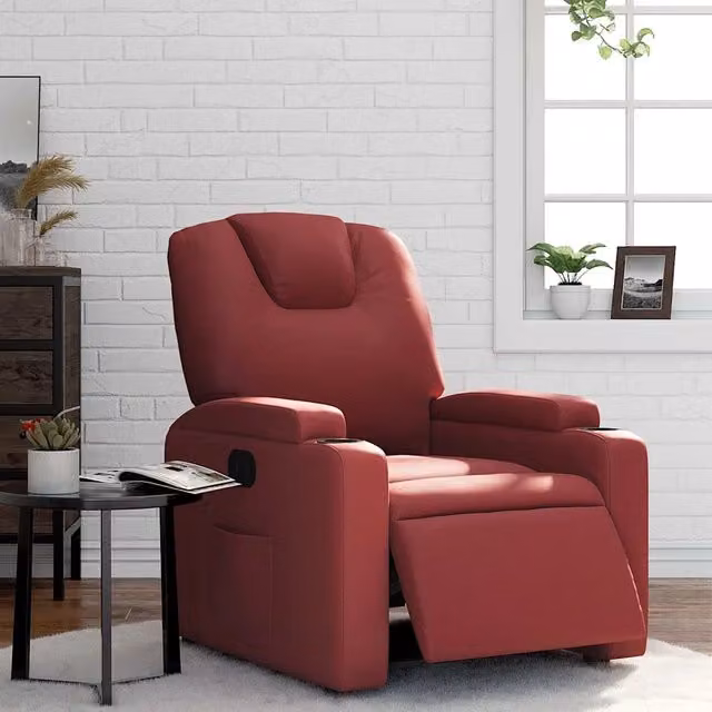 Poltrona Reclinabile Elettrica Rosso Vino in Similpelle 3204420