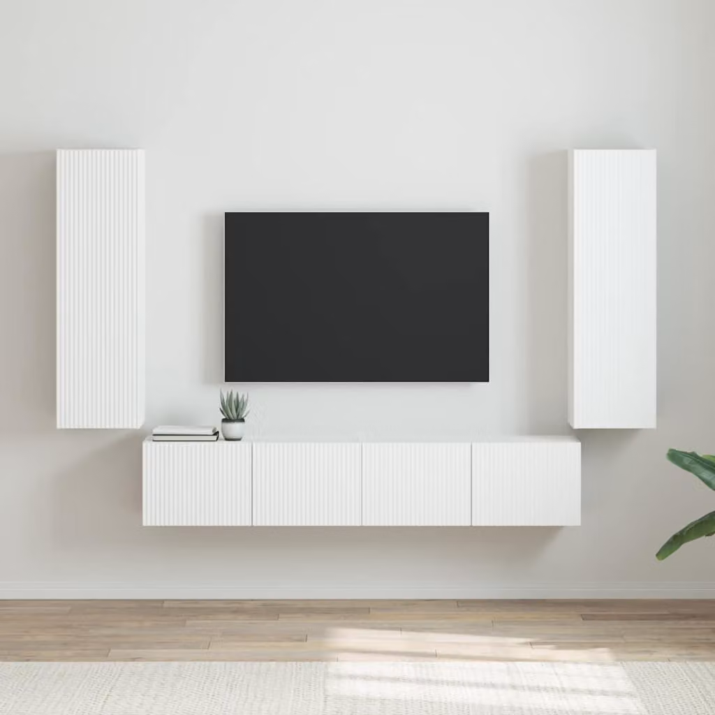 Set di 2 mobili TV da parete vidaXL in legno MDF bianco lucido per il tuo soggiorno
