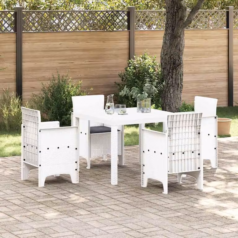 Maison Exclusive - Set da pranzo per esterno, 5 pezzi, polipropilene bianco