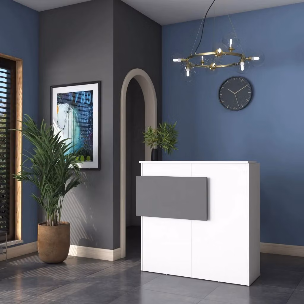 Tavolo da ricevimento moderno HANAH HOME in legno bianco e antracite L/P/H: 110 x 40 x 110 cm – 2