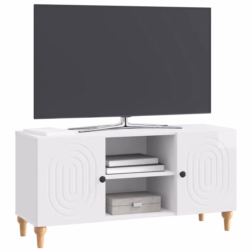 Mobile TV-Credenza Moderno Bianco Lucido in MDF L: 102 cm, P: 34,5 cm, H: 50 cm – 2